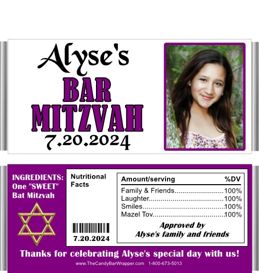 Bat Mitzvah Party Favors at The Candy Bar Wrapper