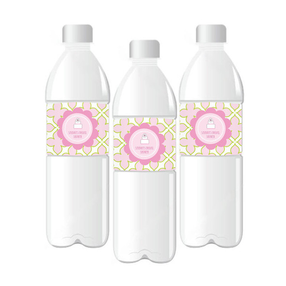 Pink Cake Personalized Water Bottle Labels