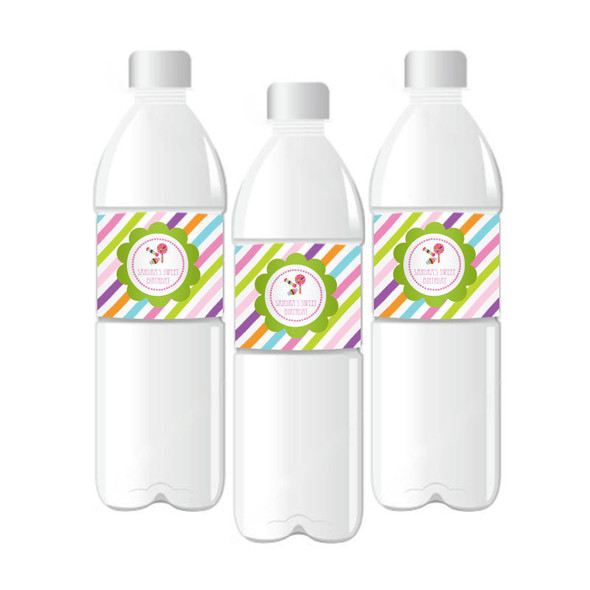 Sweet Shoppe Party Personalized Water Bottle Labels