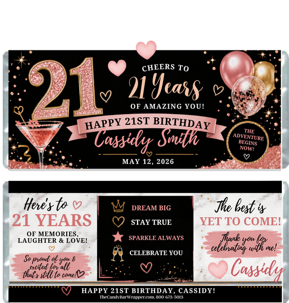 21st Birthday Candy Wrappers