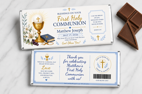 First Holy Communion Candy Bar Wrappers - Boy