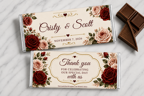 Roses Wedding Candy Bar Wrappers