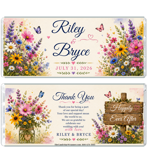 Wildflowers Wedding Candy Wrappers
