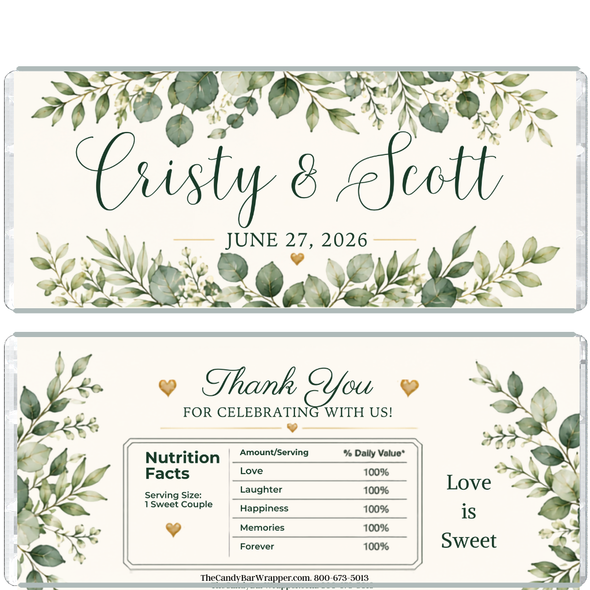 Botanical Wedding Candy Wrappers