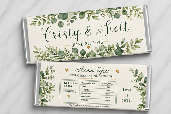 Botanical Wedding Candy Bar Wrappers