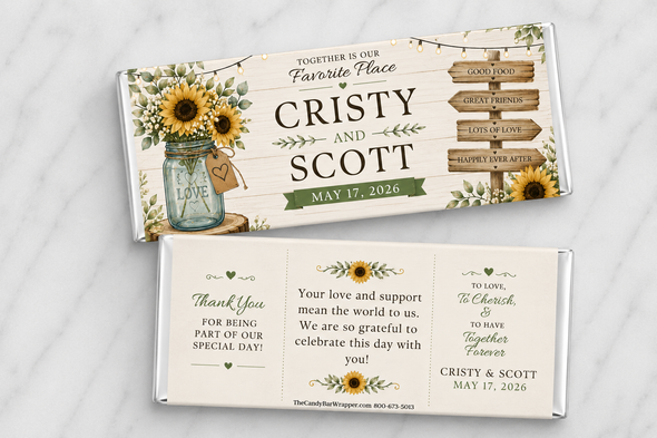 Sunflower Wedding Candy Bar Wrappers