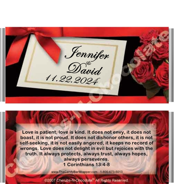 Red Rose Wedding Candy Bar Wrapper