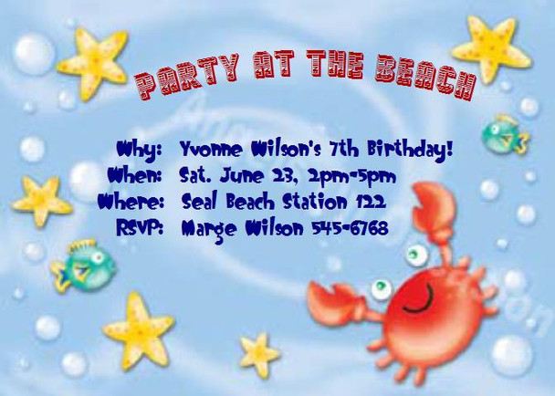 Beach Party Invitations Sample