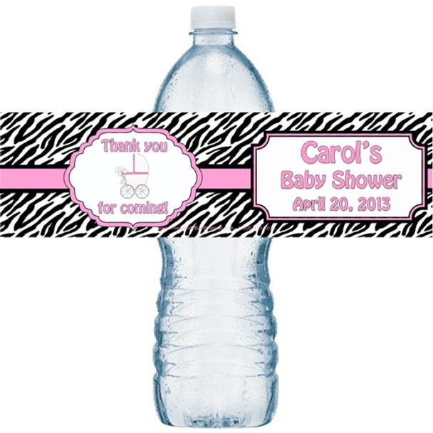 Pink Zebra Water Bottle Labels