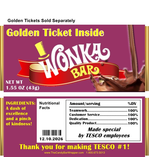 Willy Wonka Themed Candy Wrappers