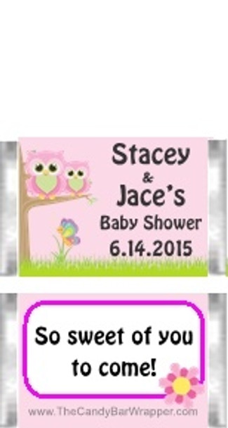 Owl Pink Baby Shower Mini Candy Bars