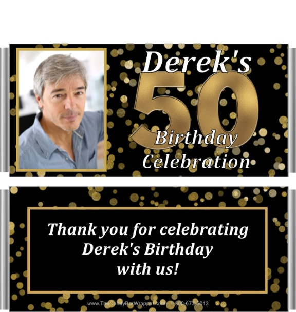 50th Birthday Candy Wrappers with Photo