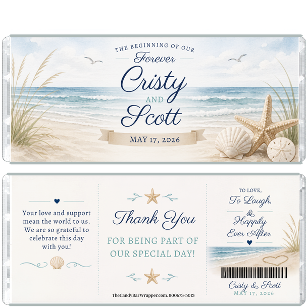 Beach Wedding Candy Wrappers