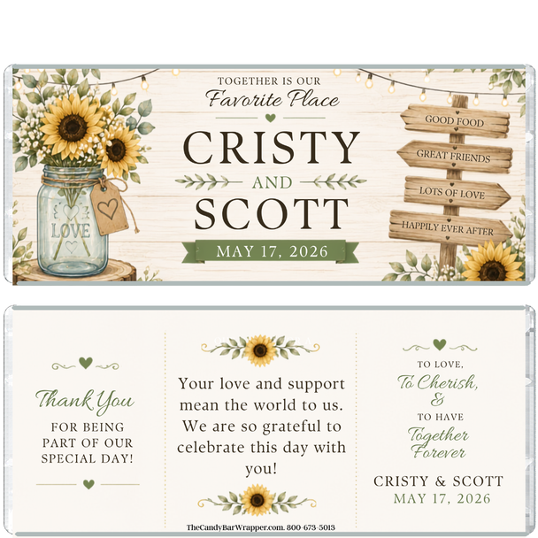 Sunflower Wedding Candy Wrappers