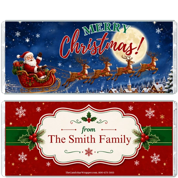 Santa Personalized Candy Bar Wrappers