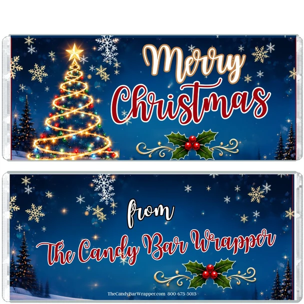 Christmas Tree Personalized Candy Bar Wrappers