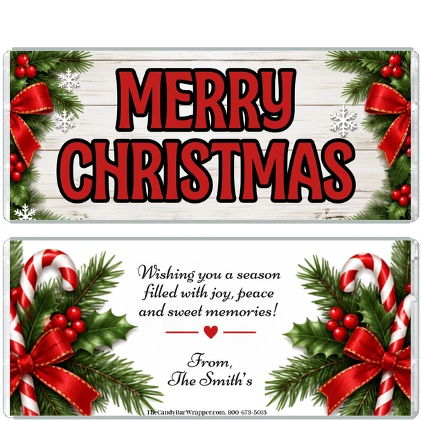 Personalized Christmas Candy Bars