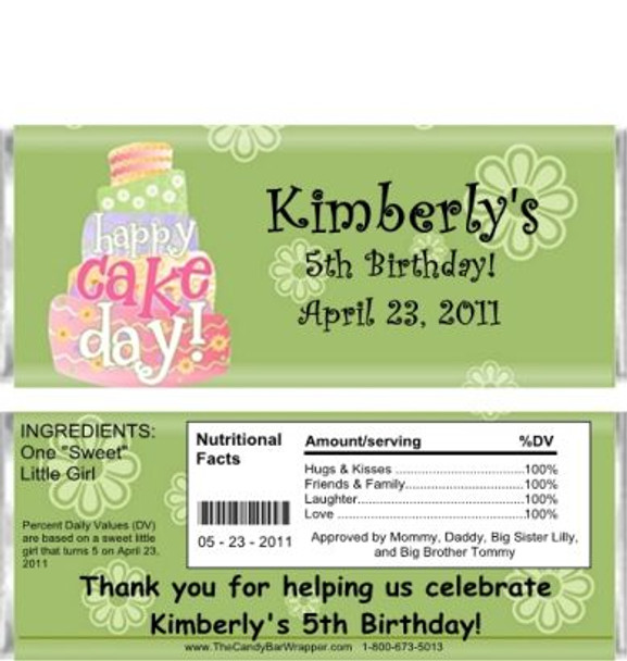 Colorful Cake Candy Bar Wrappers Sample