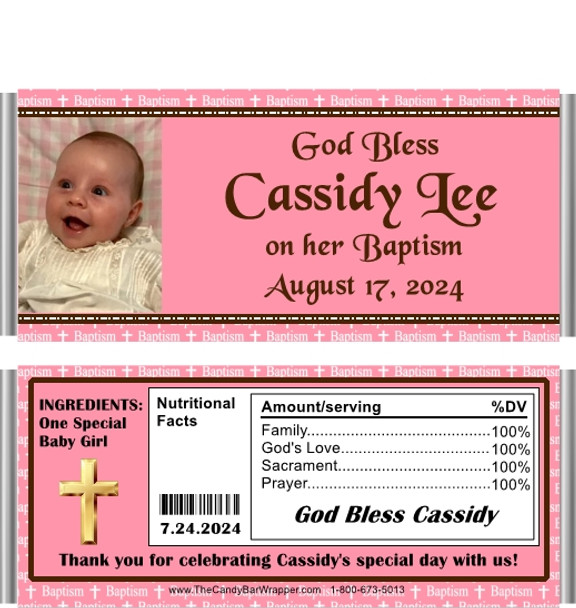 Baptism Pink Girl Candy Wrappers