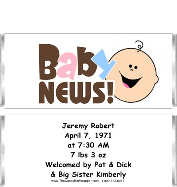 Baby News Candy Bar Wrappers Sample