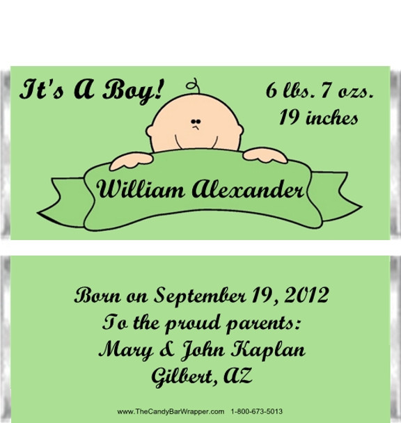 Banner Baby Birth Announcement Candy Wrappers