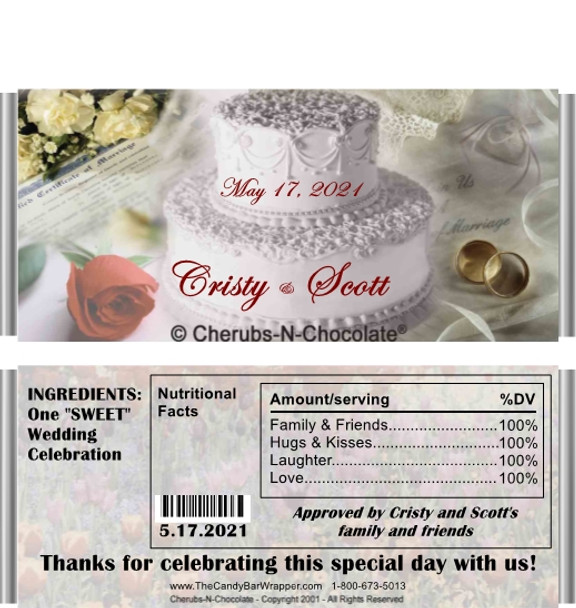 Wedding Favor Candy Wrapper with Nutritional Label