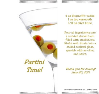 Martini Candy Bar Wrappers