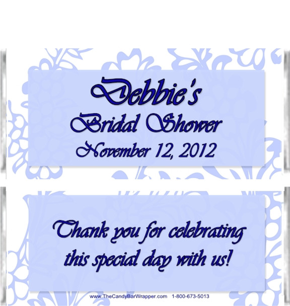 Blue Flowers Bridal Shower Candy Bar Wrappers
