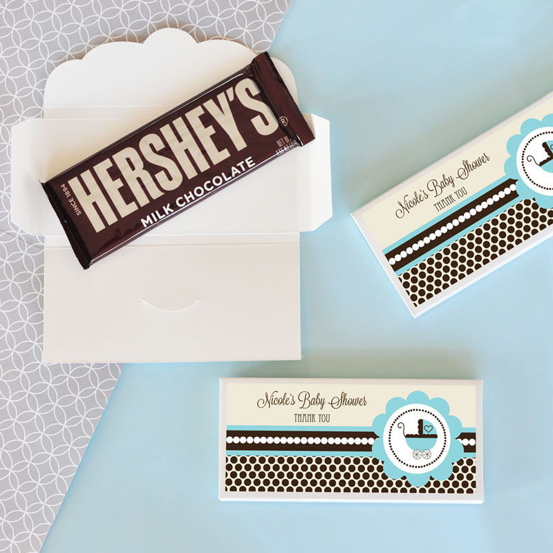 Brown and Blue Baby Shower Candy Wrappers | The Candy Bar Wrapper