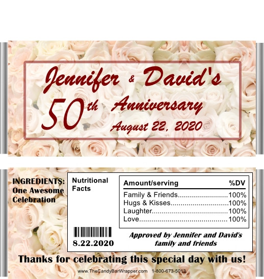 50th Anniversary Candy Wrappers - Golden Anniversary Party Favors