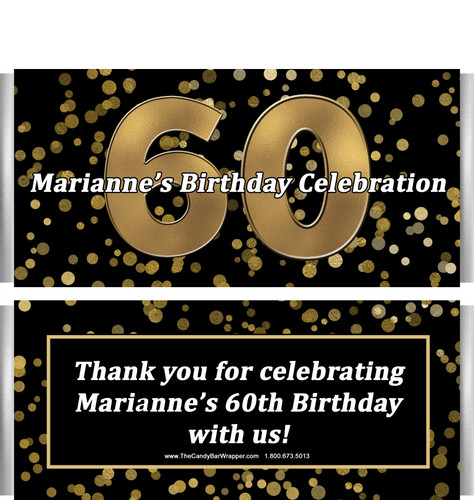 60th Birthday Candy Bar Wrappers - 60th Birthday Party Favors