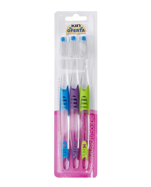 3 cepillos de dientes medio kin