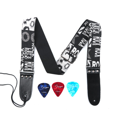 Smiger Unique Floral Embroidered Guitar Strap Jacquard Weave Adjustable Straps for Acoustic Electric Bass Men & Women Guitarists Strapp With 3 Guitar Picks