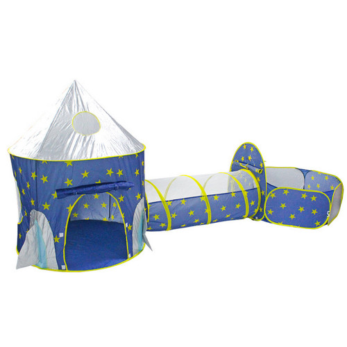 3 in 1 Rocket Ship Play Tent - Indoor/Outdoor Playhouse Set for Babies,Toddleers