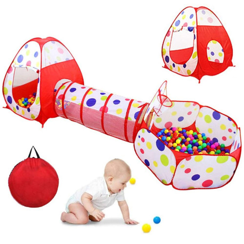Kids Tent with Tunnel, Ball Pit Play House for Boys Girls, Babies and Toddlers Indoor& Outdoor RT