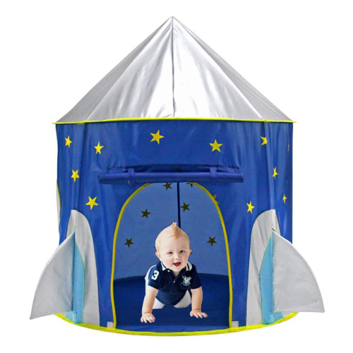 Pop Up Kids Tent - Spaceship Rocket Indoor Playhouse Tent for Boys and Girls RT