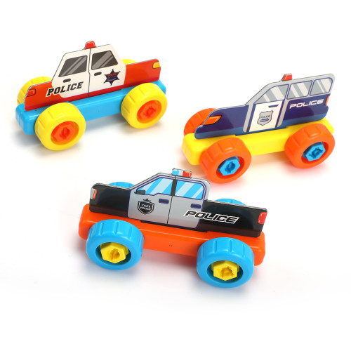 Colorful DIY Puzzle Game Assembly Police Car Educational Toys for Toddles XH
