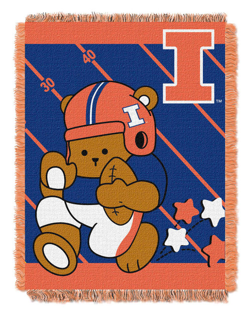 Illinois OFFICIAL Collegiate "Half Court" Baby Woven Jacquard Throw