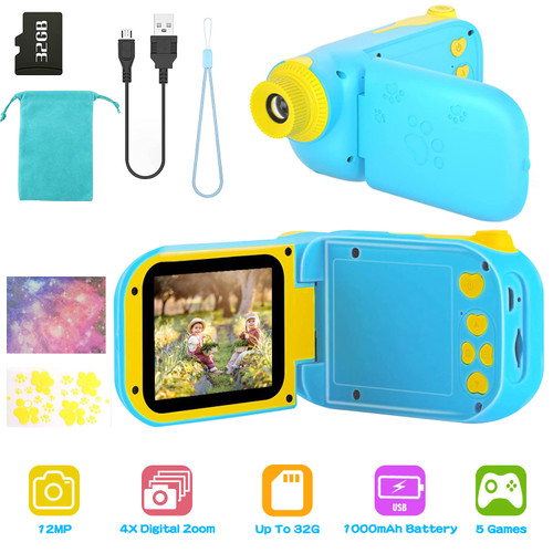 Kids Digital Camera Child Video Camera Children Camcorder Christmas Toy Birthday Gifts with 2.4in Screen 4X Digital Zoom