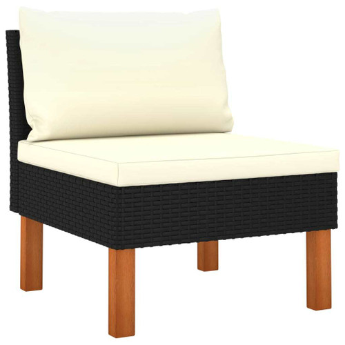 Middle Sofa Poly Rattan and Solid Eucalyptus Wood