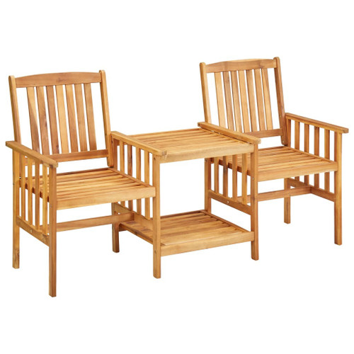 Garden Chairs with Tea Table 62.5"x24"x36.2" Solid Acacia Wood