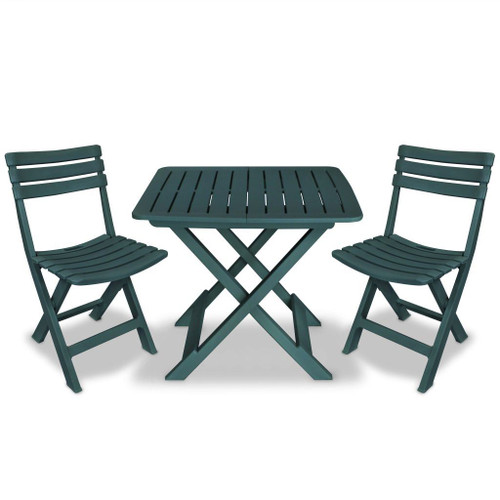 3 Piece Folding Bistro Set Plastic Green