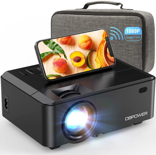 WiFi Mini Projector, DBPOWER 8000L HD Video Projector with Carrying Case&Zoom, 1080P and iOS/Android Sync Screen Supported, Portable Home Movie Projector Compatible w/Smart Phone/Laptop/PC/DVD/TV