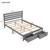 Queen Size Platform Bed with Drawers, Gray