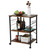 Simple Wood Kitchen Cart with 3-Tier Storage Space, Movable Microwave Stand with 10 Hooks - Brown and Frosted Black XH