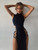 Solid Sleeveless Hollow Out Sexy Dress; High Split High Neck Dress; Women's Clothing