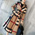 American Women's Autumn And Winter New Plaid Lapel Mid Length