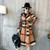 American Women's Autumn And Winter New Plaid Lapel Mid Length