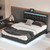 Queen Size Floating Bed Frame with LED Lights and USB Charging,Modern Upholstered Platform LED Bed Frame