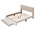 Queen Size Storage Bed Velvet Upholstered Platform Bed with a Big Drawer - Beige